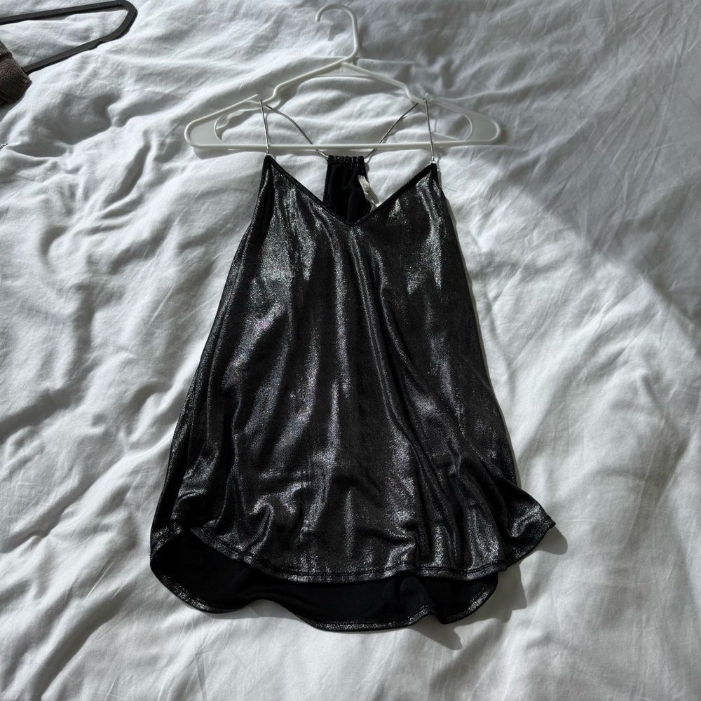 Shimmering Black Sleeveless Top